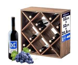 KADAX Botellero de madera de 52 x 25,5 x 52 cm, estante grande para muchas botellas de vino, soporte de vino rústico, estante para botellas que ahorra espacio, armario de vino estable, fabricado en la