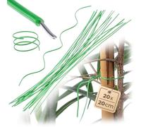 KADAX Bridas para plantas de 20 cm, juego de 20 unidades, alambre verde para fijación de tomates, rosas y plantas trepadoras, alambre de jardín, alambre para plantas para jardín