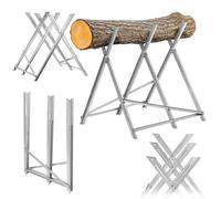 KADAX Caballete para motosierras, caballete plegable de acero, soporte de madera plegable hasta 150 kg, estructura de sierra para serrar leña, caballete plegable