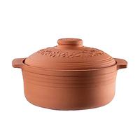 KADAX Cacerola de cerámica con tapa para microondas y horno, vaporera de materiales naturales, cacerola para cocinar sin grasa, olla para asar (redonda, 4 L)