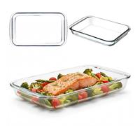 KADAX Cacerola rectangular de vidrio resistente al calor de 3 l transparente para horno, apta para lavavajillas, lasaña, cazuelas y pasteles