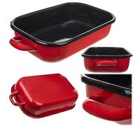 KADAX Cacerola rectangular esmaltada de 34 x 18,5 cm, con asas, molde grande para lasaña, rectangular, para lasaña tradicional (3,4 L)