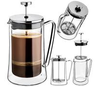 KADAX Cafetera de 1 litro, prensa francesa de vidrio de borosilicato y acero inoxidable, prensa de café, cafetera manual, tetera grande