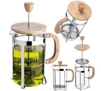 KADAX Cafetera de 800 ml, prensa francesa de vidrio de borosilicato, madera y acero inoxidable, prensa de café, cafetera manual, tetera grande, cafetera