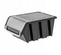 KADAX Caja apilable con tapa, de plástico PP, negro, 1 pieza, 230 x 160 mm