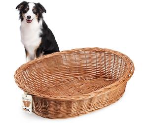 KADAX Cama para perros y gatos de mimbre, cama para mascotas en color natural, cama para perros, cesta para gatos, tumbona para animales, cama para mascotas, espacio para dormir para perros. Cesta de