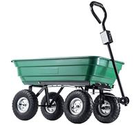 KADAX Carro de plástico PVC, capacidad de carga de 300 kg, carrito de mano con función basculante, carro basculante con marco de metal, carrito de jardín, carrito de transporte (75 L, verde/negro)