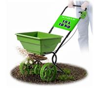 KADAX Carro esparcidor de 15 L con ruedas, esparcidor de abono, salero y esparcidor de semillas para jardín y servicio de invierno, para sal de carretera y fertilizante para césped