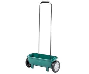 KADAX Carro esparcidor de fertilizante con ruedas de 12 litros, esparcidor para una aplicación uniforme de fertilizantes para césped, semillas de césped, cal y sal de carretera, esparcidor de mano