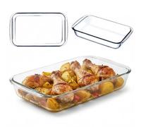 KADAX Cazuela rectangular, 2,2 L, hecha de vidrio resistente al calor, apta para lavavajillas, moldes de gas para hornear, vajilla para freír, cazuela de vidrio para lasaña, pasteles