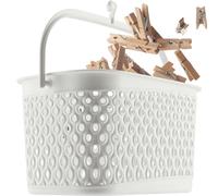 KADAX Cesta Clásica para Pinzas de la Ropa, para Tendedero, con Ganchos para Colgar (Blanco)