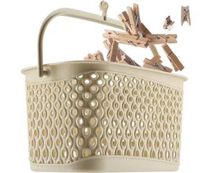 KADAX Cesta Clásica para Pinzas de la Ropa, Tendedero, Bolsa para Colgar Con Ganchos (Beige)
