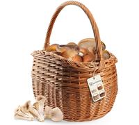 KADAX Cesta de mimbre para setas, cesta ovalada para la compra, robusta cesta de picnic con asa, cesta para botellas, cesta para el jardín, cesta de transporte (marrón, 41 x 25 x 44 cm)
