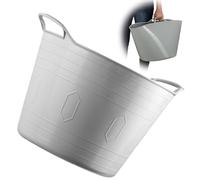 KADAX Cesta de plástico flexible con asas, cesta para la colada, cesta de juguetes multifuncional, cesta multiusos para ropa, cesta universal (gris claro, 42 L)