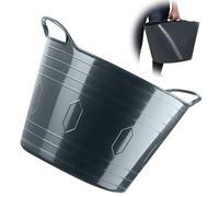 KADAX Cesta de plástico flexible con asas, cesta para la colada, cesta de juguetes multifuncional, cesta multiusos para ropa, cesta universal (gris oscuro, 42 L)