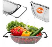 KADAX colador de acero inoxidable para fregadero, colador de fregadero extraíble con asa, colador de cocina para lavar y gotear frutas, verduras y fideos, fregadero