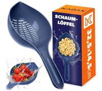 KADAX Colador de cocina 32,5 x 14,5 cm, colador de plástico con asa, colador de plástico sin BPA, colador de pasta, colador de plástico, colador de lavado, cuchara espumadera (azul)