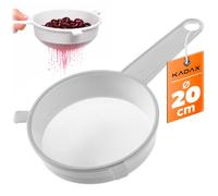 KADAX Colador de cocina de 20 cm, colador fino de plástico, colador de plástico de malla fina para la cocina, colador de plástico fino con mango largo (blanco)