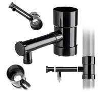 KADAX Colector de lluvia de 90 mm, colector de agua de lluvia para bajante, ladrón de lluvia con válvula integrada, colector de agua de plástico de alta calidad, resistente al agua (negro)