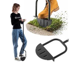 KADAX Cortador de borde de césped de 23 x 118 cm con hoja dentada, cortador de bordes de césped manual de acero para bordes de césped precisos, recortadora de borde de jardín con mango en T