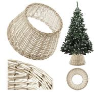 KADAX Cubierta para base de árbol de Navidad Ø 50 cm en blanco - Falda de árbol de Navidad tejida a mano de mimbre natural, anillo decorativo para árbol de Navidad y macetero para macetas