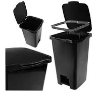 KADAX Cubo de basura con pedal de 45 litros, con pedal y tapa, cubo de basura grande para separación de residuos, de plástico, con pedal (negro)