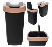 KADAX Cubo de basura de 25 l, cubo de basura con tapa basculante, cubo de plástico con tapa, sistema de separación de basura para cocina y oficina (marrón)