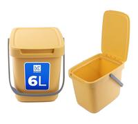 KADAX Cubo de basura de 6 l con tapa y asa, cubo de basura de plástico, para la separación de residuos, rectangular, con tapa de bisagra (Amarillo)