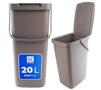 KADAX Cubo de basura de plástico con tapa y asa, cubo de basura rectangular con tapa abatible (marrón, 20 L)