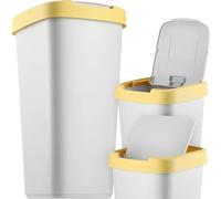 KADAX Cubo de basura de plástico resistente con tapa basculante de 25 litros (gris/amarillo)