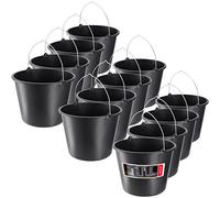 KADAX Cubo de construcción con asa, 16L, Cubo de plástico para mortero, Cubo Redondo para Obra y jardín, Cubo de Agua, Cubo de Cemento Robusto con Borde de vertido, Negro, Cubo de Yeso