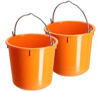 KADAX Cubo de plástico para mortero de construcción, 12 L, con mango de alambre de zinc, cubo de cemento, cubo de mortero, cubo de limpieza, cubo de agua, cubo de jardín, cubo de plástico (naranja, 2