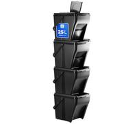 KADAX Cubo de reciclaje modular de plástico para la cocina y el cuarto de baño, 4 unidades de 25 l