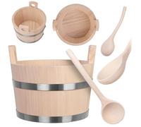 KADAX Cubo de sauna de 5 litros con cucharón, cubo de sauna y paleta de sauna, juego de madera natural, cubo de sauna tradicional y cuchara de sauna para infusiones, accesorios de sauna