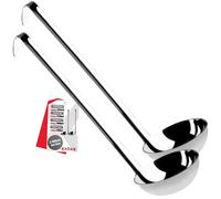 KADAX Cucharón para Sopa, Cazo de Acero Inoxidable con Mango Largo y Ergonómico para Servir Sopas, Caldos y Guisos, Utensilios de Cocina (Juego de 2: 9cm/125ml)