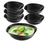 KADAX Cuenco de cristal negro, 17,5 x 17,5 cm, juego de cuencos para cereales, apto para microondas, bandeja para servir ensaladas, sopas, aperitivos, frutas (negro/6 unidades)