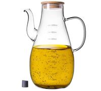 KADAX Dispensador de aceite de 1 l de vidrio de borosilicato, botella de aceite con escala de medición, boquilla y tapa, botella de aceite de cristal, botella de aceite de cristal, botella para aceite