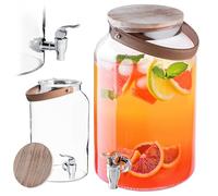 KADAX Dispensador de bebidas de 5,6 litros, dispensador de limonada con grifo y tapa, dispensador de agua grande de cristal, dispensador de zumo, recipiente para bebidas, recipiente de cristal