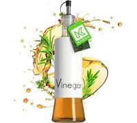 KADAX Dispensador de condimentos líquidos, botella de cristal con elementos de acero, dispensador de cristal para aceite, vinagre, vinagrette, depósito de aceite (vinagrette, blanco)