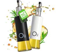 KADAX Dispensador de condimentos líquidos, botella de vidrio con elementos de acero, dispensador de vidrio para aceite, vinagre, vinagreta, depósito de aceite, dispensador de aceite de oliva