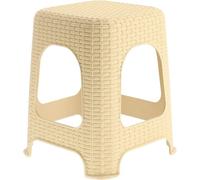 KADAX Elegante Taburete de Plástico con Acabado de Ratán para Uso en Interiores y Exteriores, Ideal para Patios, Balcones y Jardines (Beige)