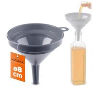KADAX Embudo de 8 cm de diámetro, tolva de polipropileno apto para alimentos, embudo de plástico con caño estrecho, ayuda de llenado pequeña para botellas, embudo de cocina (gris)
