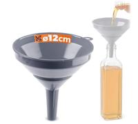 KADAX Embudo de diámetro de 12 cm de plástico apto para alimentos, tolva de caño estrecho, ayuda de llenado para botellas, tolva de cocina de plástico para cocina (gris)