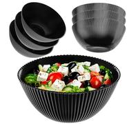 KADAX Ensaladera de 20 cm, juego de 3 cuencos negros de vidrio opalino, ideal como cuencos de cereales, cuencos para sopa, ensalada, postre o cuencos para servir (negro)