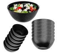 KADAX Ensaladera de 20 cm, juego de 6 cuencos negros de vidrio opalino, ideal como cuencos de cereales, cuencos para sopa, ensaladeras, cuencos de postre o cuencos para servir (negro)