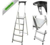 KADAX Escalera de Aluminio, Escalera de pie de hasta 125 kg, Escalera escalonada, Escalera Plegable para Personas Mayores, Escalera de Aluminio de Seguridad, Escalera de Aluminio (5 Niveles)