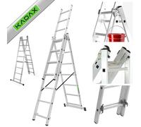 KADAX Escalera de aluminio plegable con 4 peldaños, hasta 125 kg, escalera con estante, escalera de seguridad de aluminio