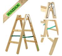 KADAX Escalera de Madera de Pino Imreganda con 3 Peldaños, Diseño Plegable y Soporte de hasta 150 kg, Ideal para Uso en Interiores y Exteriores