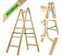 KADAX Escalera de Madera de Pino Imreganda con 5 Peldaños, Diseño Plegable y Soporte de hasta 150 kg, Ideal para Uso en Interiores y Exteriores