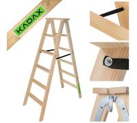 KADAX escalera de madera, escalera de pintor, escalera de pie, con gancho de ...